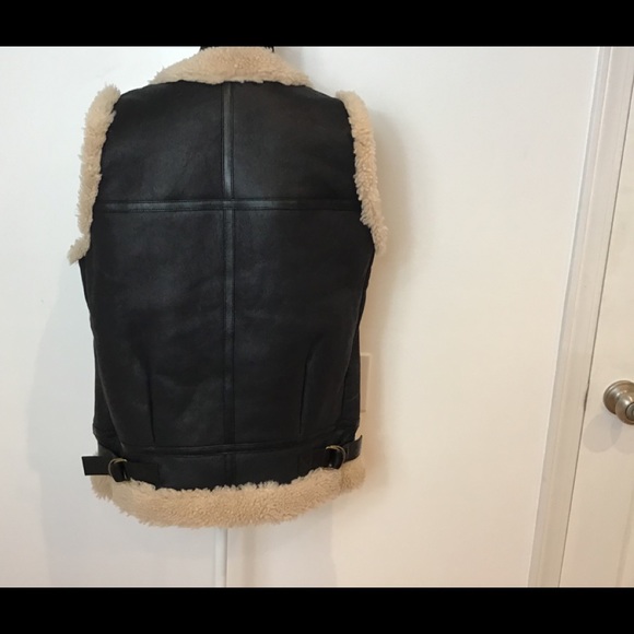 CHLOE LEATHER & SHEARLING VEST MED - Picture 5 of 12